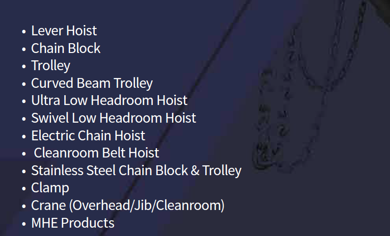 * CRANE * HOIST * CHAIN BLOCK * TROLLEY * CLAMP
